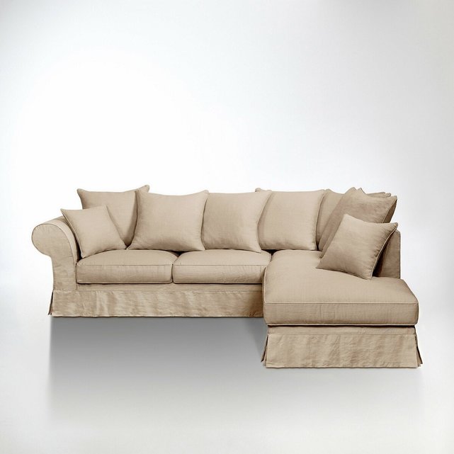Γωνιακός καναπές από χοντρό λινό ύφασμα, Adélia