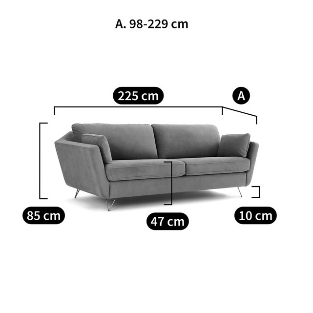Πτυσσόμενος καναπές 4/5 θέσεων από βελούδο, Niamo