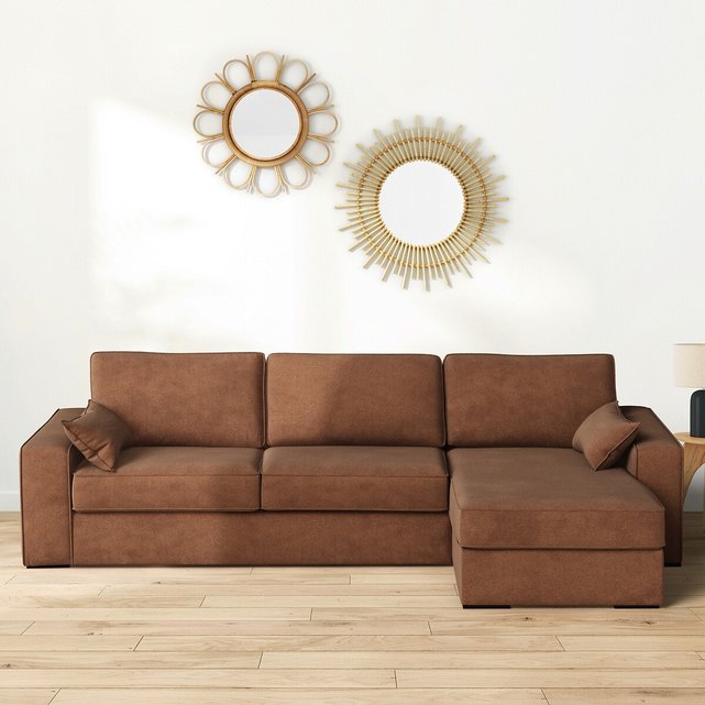 Γωνιακός καναπές-κρεβάτι από πολυέστερ με στρώμα αφρού, Cécilia
