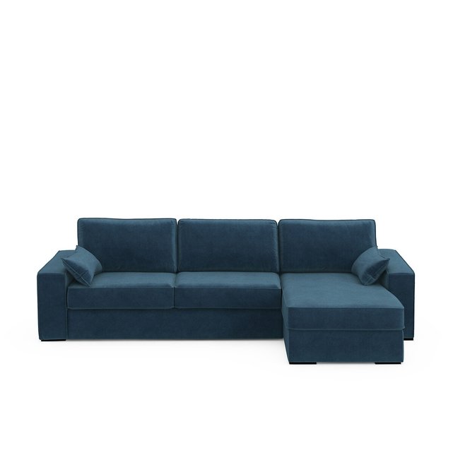 Γωνιακός καναπές-κρεβάτι από βελούδο με στρώμα αφρού, Cécilia