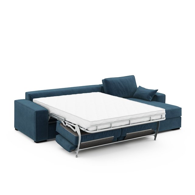 Γωνιακός καναπές-κρεβάτι από βελούδο με λάτεξ στρώμα, Cécilia