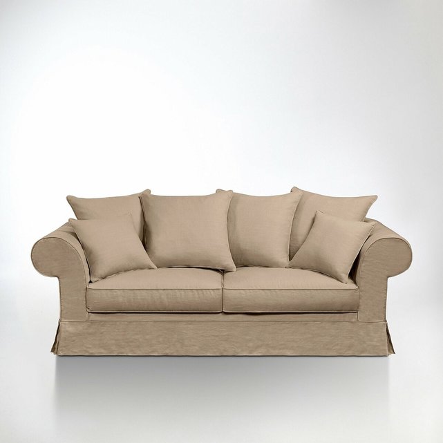 Εξαιρετικά άνετος καναπές από χοντρό λινό ύφασμα, Adélia