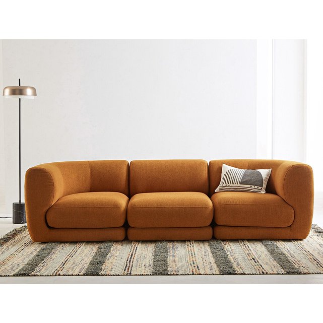 Γωνία καναπέ από ύφασμα με μελανζέ όψη και ψαθωτή ύφανση, Sister σχεδίασης E.Galli
