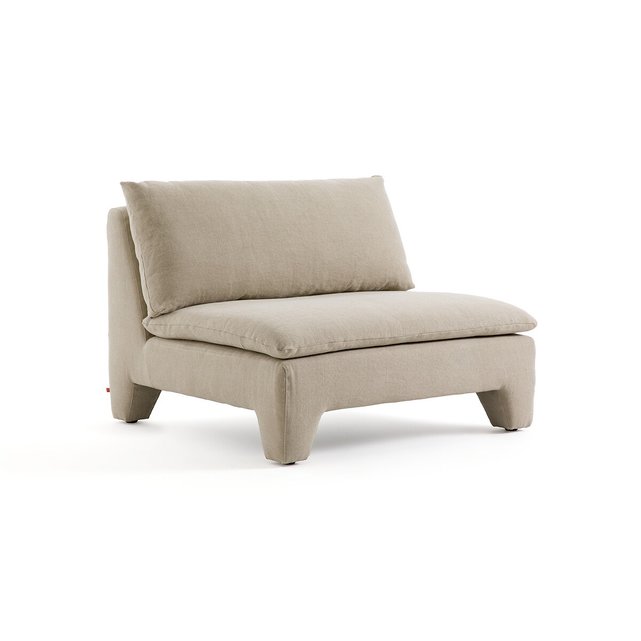 Πολυθρόνα από χοντρό λινό ύφασμα stonewashed, Dara