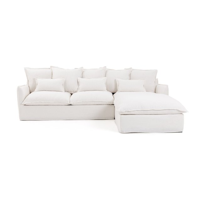 Κάλυμμα για γωνιακό καναπέ από χοντρό λινό ύφασμα, Odna