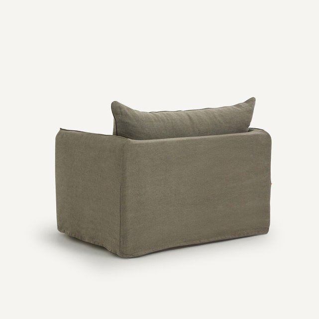 Πολυθρόνα XL από χοντρό λινό ύφασμα stonewashed, Neo Chiquito