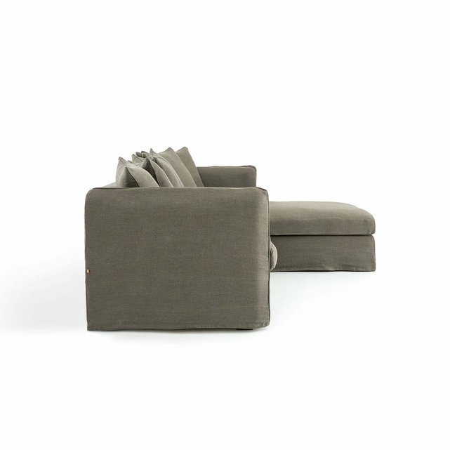 Γωνιακός καναπές από χοντρό λινό ύφασμα stonewashed, Neo Chiquito
