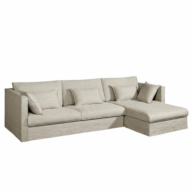 Γωνιακός καναπές από χοντρό λινό ύφασμα stonewashed, Camille