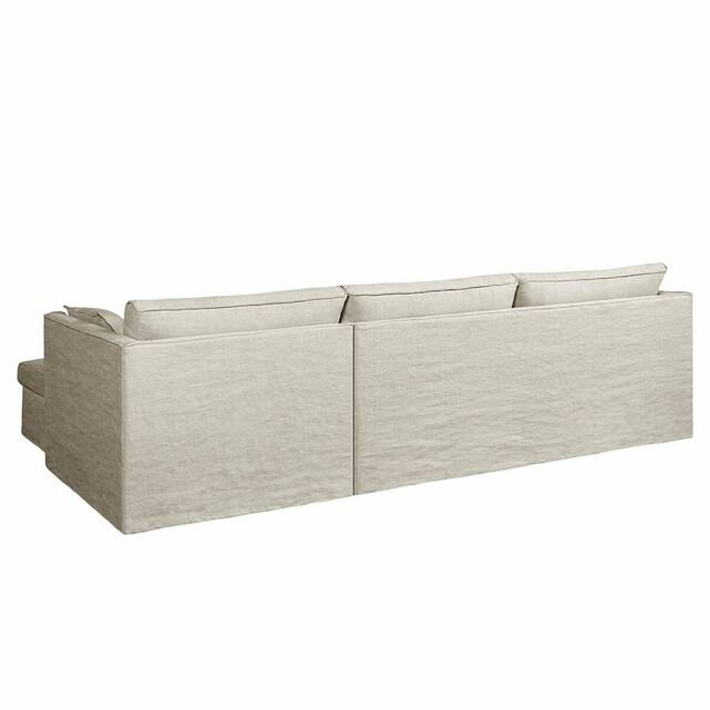 Γωνιακός καναπές από χοντρό λινό ύφασμα stonewashed, Camille