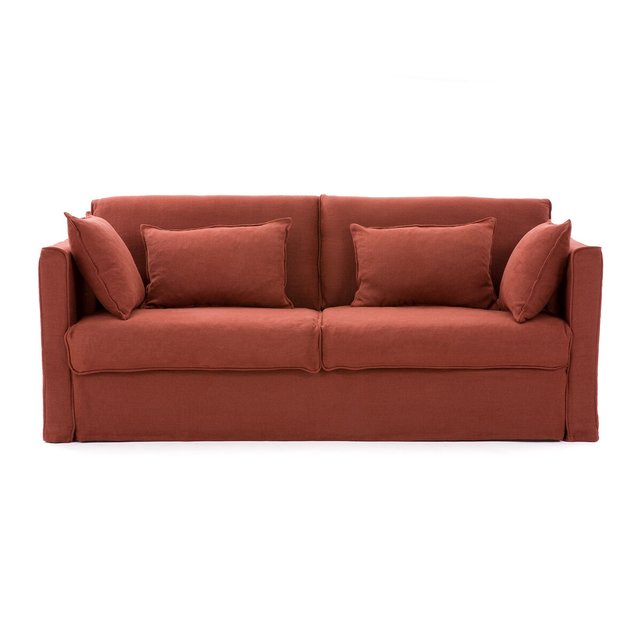 Πτυσσόμενος καναπές από χοντρό λινό ύφασμα stonewashed, Camille