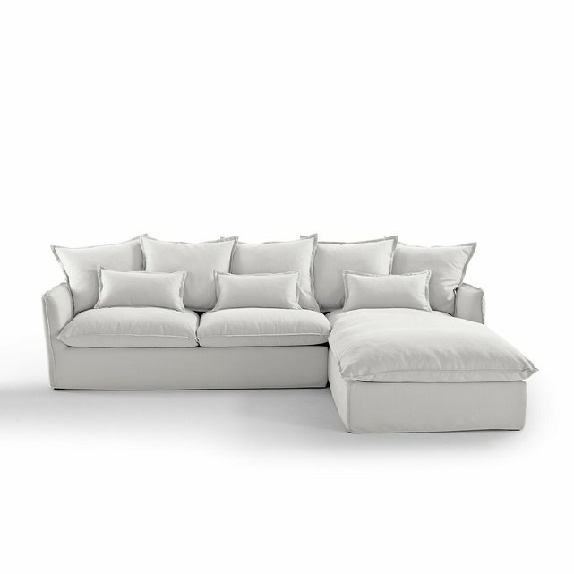 Γωνιακός καναπές-κρεβάτι από βαμβάκι λινό τεχνολογίας Bultex, Odna