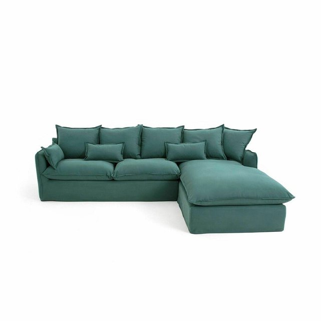 Γωνιακός καναπές-κρεβάτι από βαμβάκι πολυέστερ με τεχνολογία Bultex, Odna