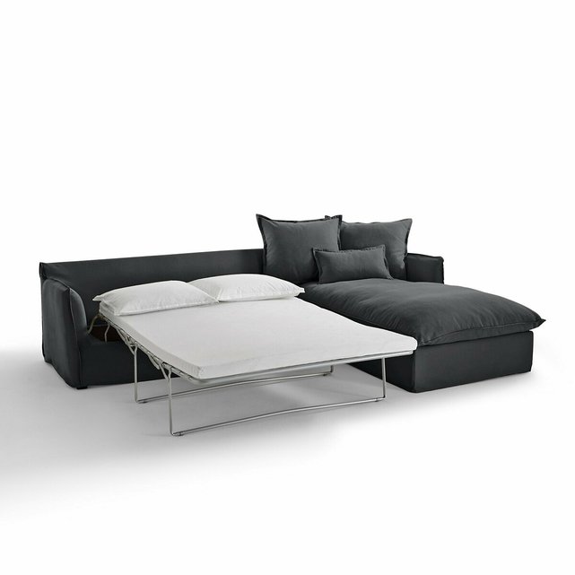 Γωνιακός καναπές-κρεβάτι από βαμβάκι/πολυέστερ με τεχνολογία Bultex, Odna