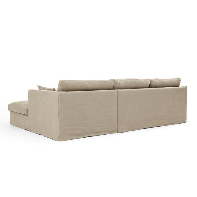 Γωνιακός καναπές από χοντρό λινό stonewashed, Neo Kinkajou