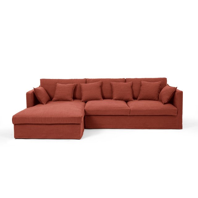 Γωνιακός καναπές από χοντρό λινό stonewashed, Neo Kinkajou