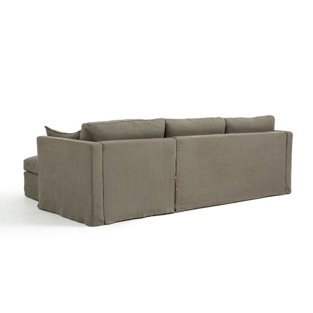 Γωνιακός καναπές-κρεβάτι από χοντρό λινό stonewashed, Neo Kinkajou