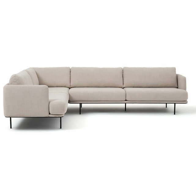 Γωνιακός καναπές με μελανζέ ταπετσαρία από πολυέστερ και λινό Antoine, σχεδίασης E.Gallina