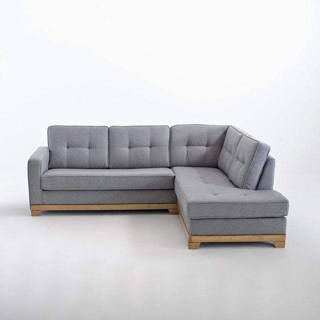Γωνιακός καναπές-κρεβάτι από πολυέστερ με μελανζέ όψη και τεχνολογία Bultex, Ajis