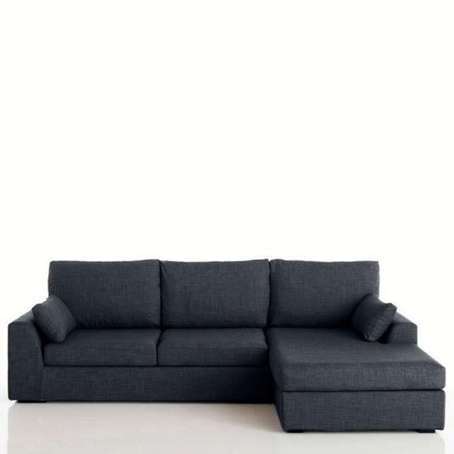 Γωνιακός καναπές με μελανζέ ανάγλυφη ταπετσαρία, Madison