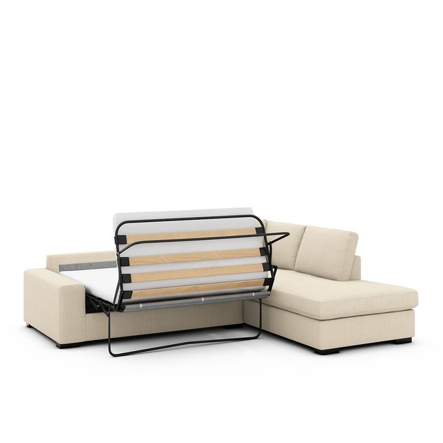 Γωνιακός καναπές-κρεβάτι από βαμβάκι λινό τεχνολογίας Bultex, Odessa