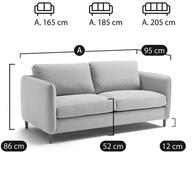 Καναπές-κρεβάτι 2, 3 ή 4 θέσεων από βαμβάκι λινό, Loméo