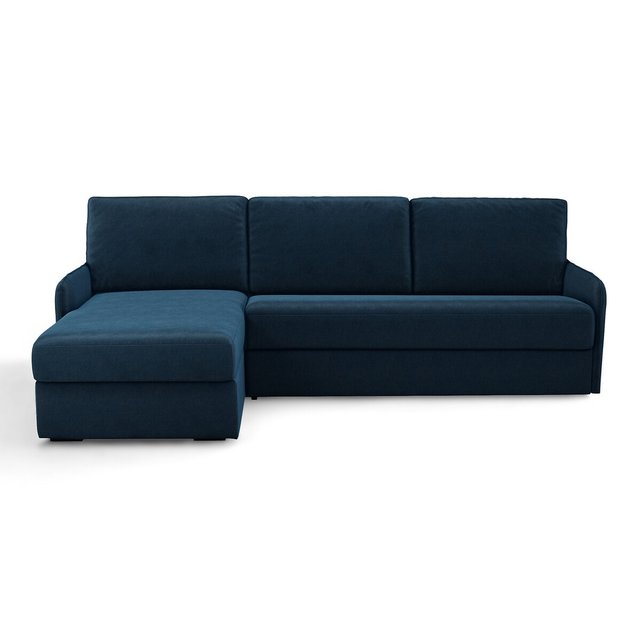 Γωνιακός καναπές-κρεβάτι από βελούδο με στρώμα τεχνολογίας Bultex, Nano