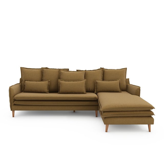 Γωνιακός καναπές από βισκόζη με μελανζέ όψη, Oceano