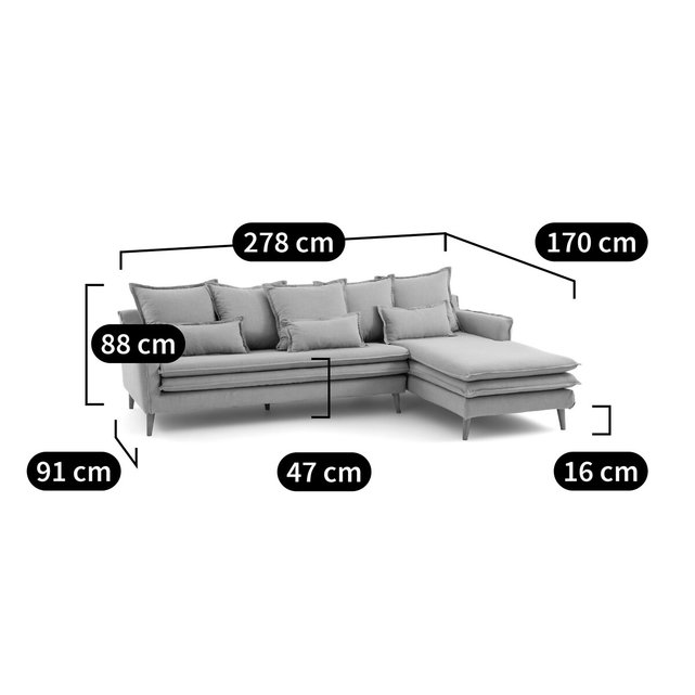 Γωνιακός καναπές από βισκόζη με μελανζέ όψη, Oceano
