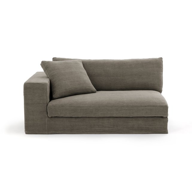 Μισός καναπές από χοντρό λινό ύφασμα stonewashed, Horus