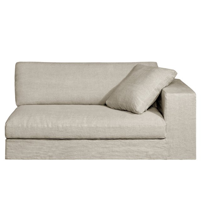 Μισός καναπές από χοντρό λινό ύφασμα stonewashed, Horus