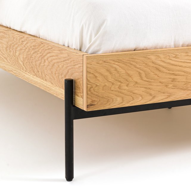 Κρεβάτι με τάβλες από ανοιχτόχρωμο ξύλο δρυ, Lodge