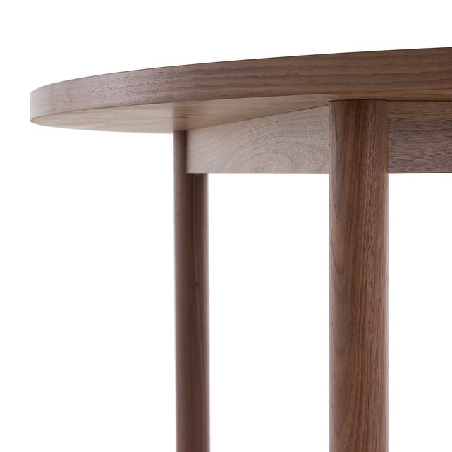 Στρογγυλό τραπέζι 4 ατόμων με καπλαμά ξύλου καρυδιάς, Lambro