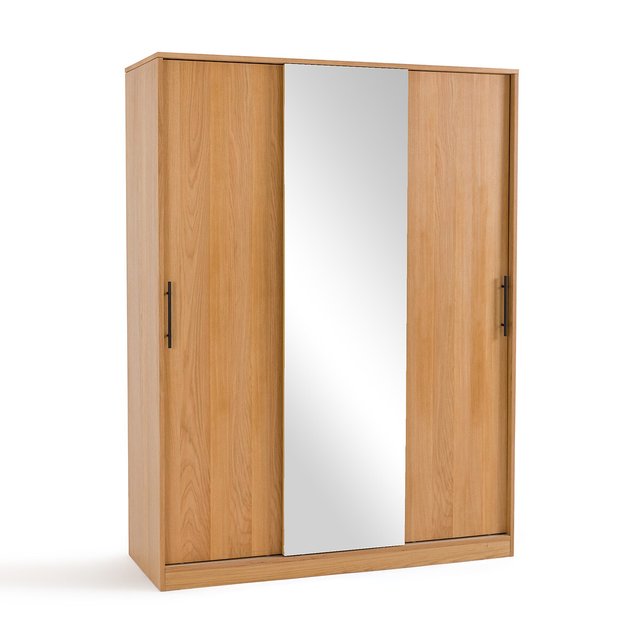 Ντουλάπα από ξύλο δρυ με 3 πόρτες και καθρέφτη, Milo