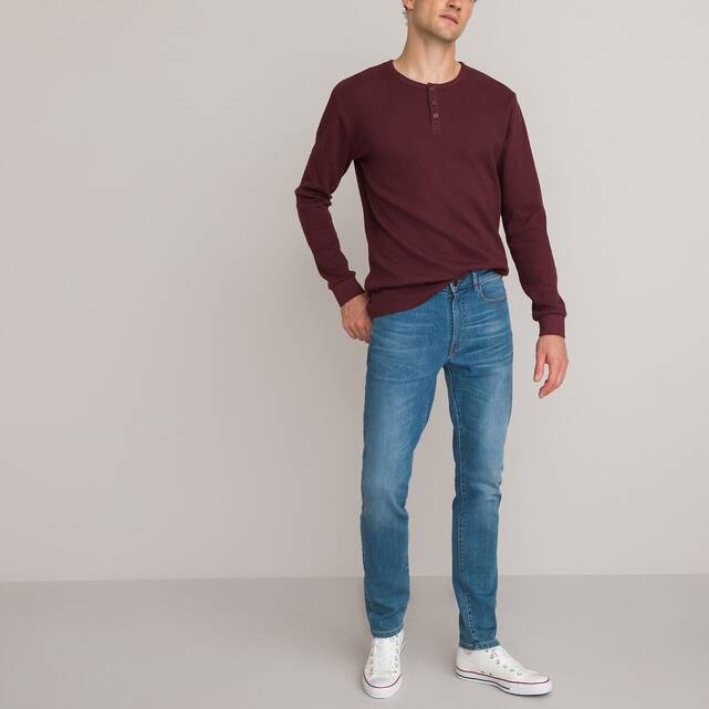 Μακρυμάνικο T-shirt με λαιμόκοψη Henley