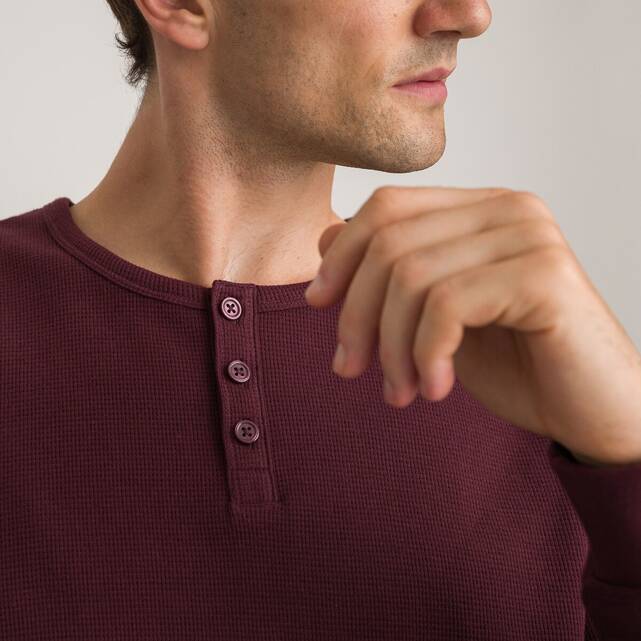 Μακρυμάνικο T-shirt με λαιμόκοψη Henley
