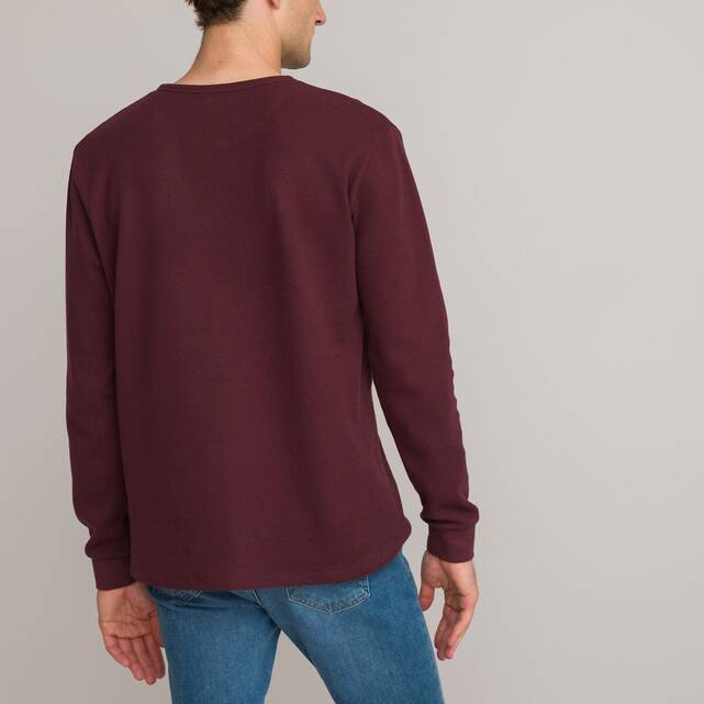 Μακρυμάνικο T-shirt με λαιμόκοψη Henley