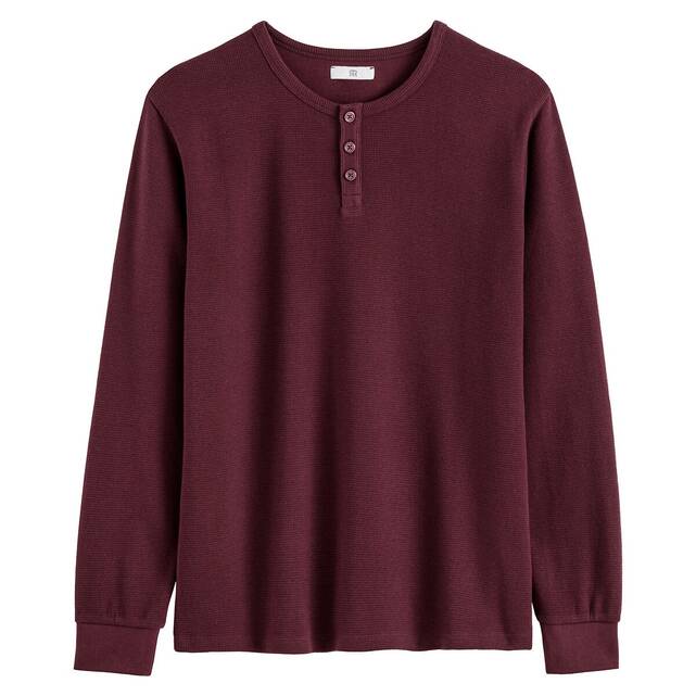 Μακρυμάνικο T-shirt με λαιμόκοψη Henley