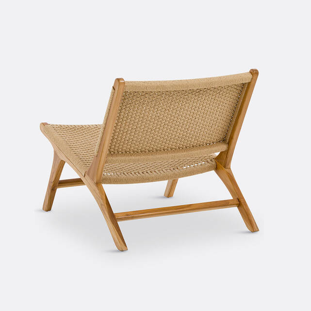 Πολυθρόνα lounge από ξύλο teak και πλεγμένο σχοινί, Amanda