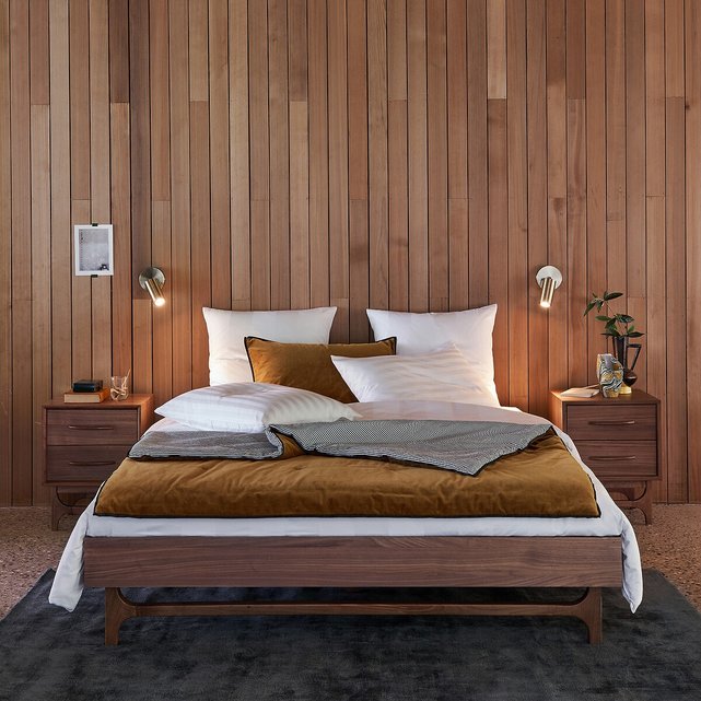 Κρεβάτι vintage από ξύλο καρυδιάς με τάβλες, Larsen
