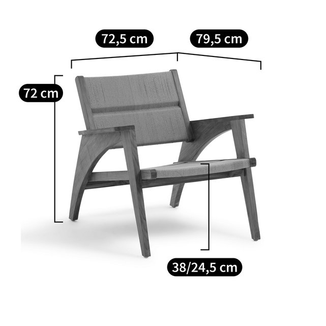 Πολυθρόνα από teak και ψάθα, Tekora