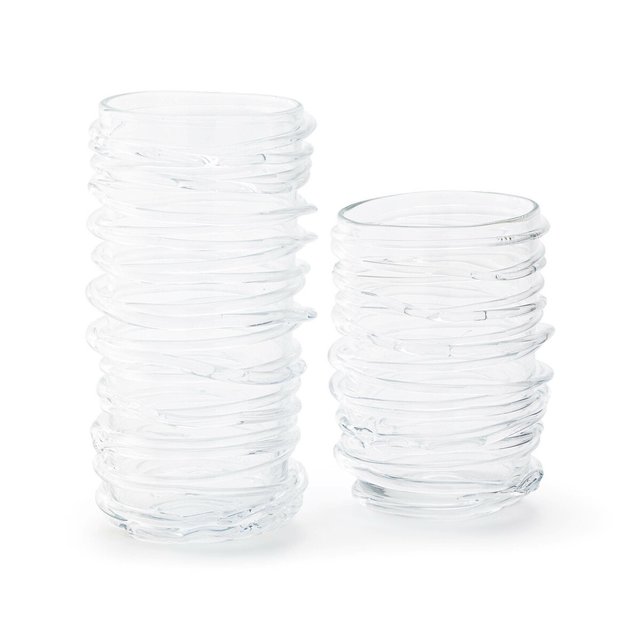 Διαφανές βάζο με ραβδώσεις από γυαλί, Danila