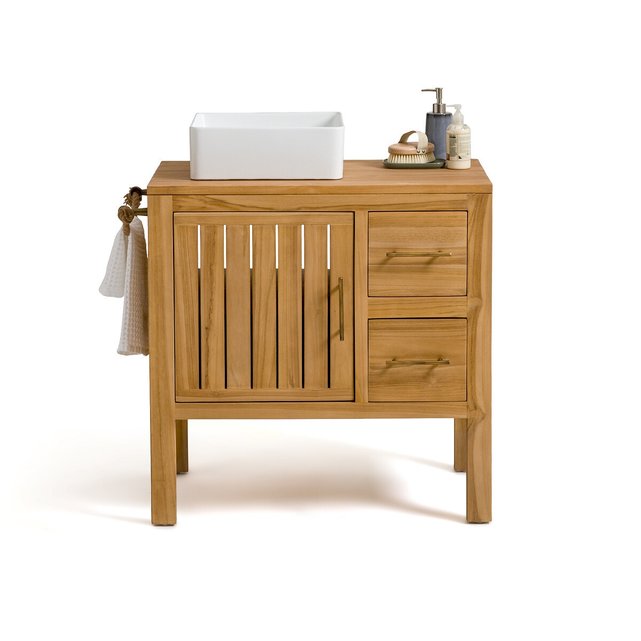 Έπιπλο μπάνιου για νιπτήρα από μασίφ ξύλο teak, Capti