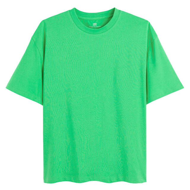 Κοντομάνικο βαμβακερό T-shirt σε loose γραμμή με στρογγυλή λαιμόκοψη