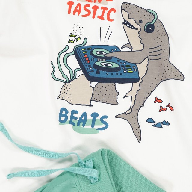 Πιτζάμα με σορτς και μοτίβο καρχαρίας DJ μπροστά