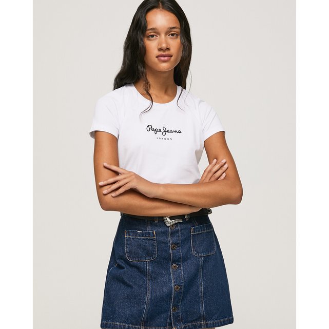 Κοντομάνικο T-shirt με λογότυπο μπροστά