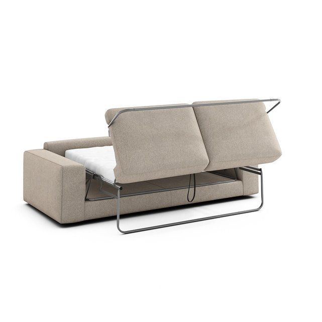 Καναπές-κρεβάτι με ανάγλυφη ταπετσαρία από βισκόζη και λινό, Skander
