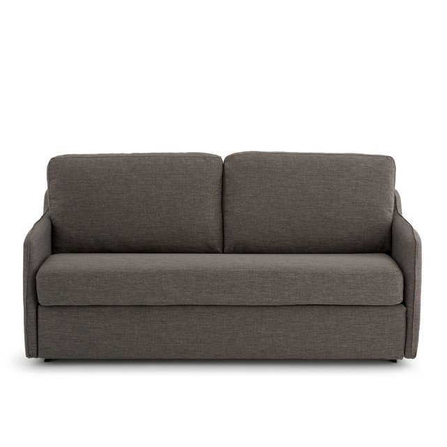Καναπές-κρεβάτι με ανάγλυφη μελανζέ ταπετσαρία και στρώμα Bultex, Nano