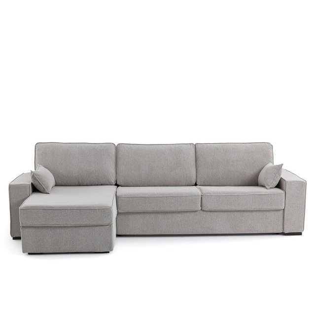 Γωνιακός καναπές-κρεβάτι με ανάγλυφη ταπετσαρία και στρώμα latex, Cecilia