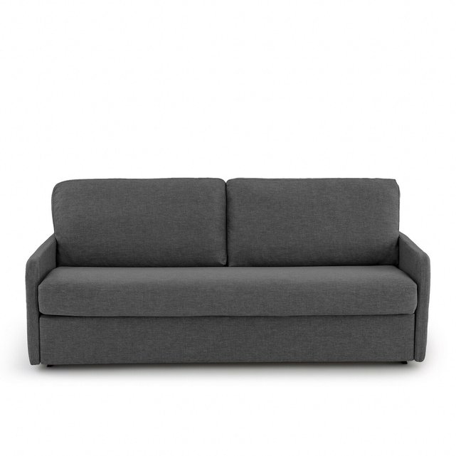 Καναπές-κρεβάτι με μελανζέ ταπετσαρία από πολυέστερ και στρώμα latex, Marta