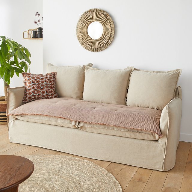 Στρώμα καναπέ με ρίγες από λινό και βαμβάκι, Orella